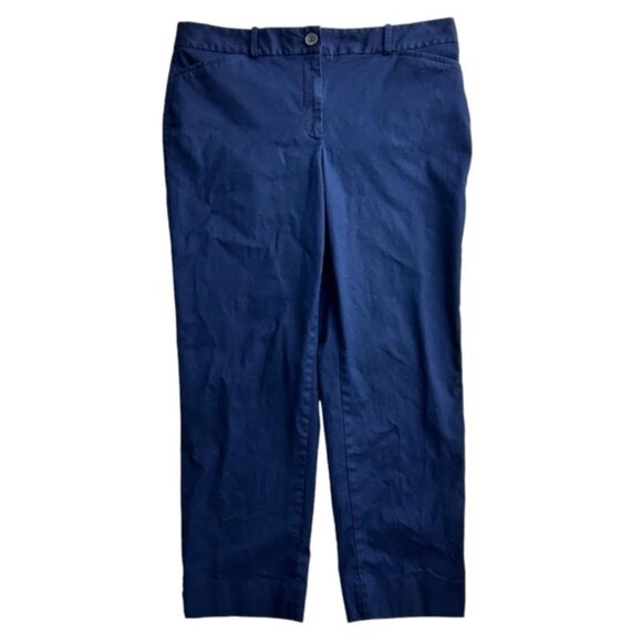 Talbots Women’s Preppy Officecore The Perfect Cropped Navy Blue Trousers Size 12 - Picture 1 of 6
